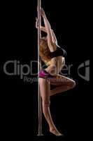 Sexy woman stand in pole dance