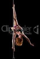 Beauty woman show split in pole dance