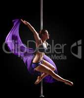 girl show gymnastic exercise with pole dance