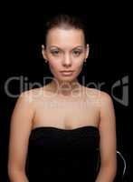 Image of seductive young woman isolated on black