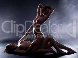 Naked bisexual girls having sex in studio