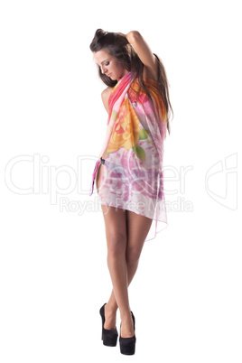 Pretty young model posing in colorful sarong