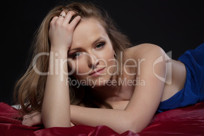 Portrait of sensual relaxed girl looking at camera