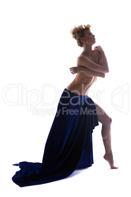 Image of graceful topless blonde posing in studio