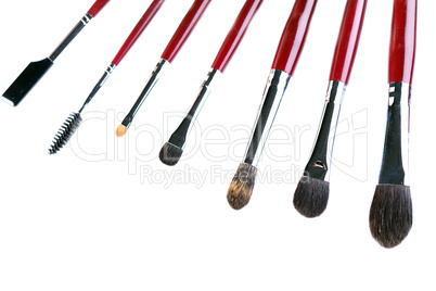 Set of brushes and applicators for applying makeup