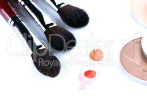 Close-up of brushes for applying blush