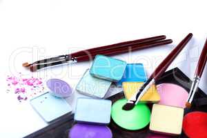 Cosmetic products - eyeshadows and makeup brushes