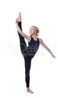 Image of adorable girl posing in vertical split