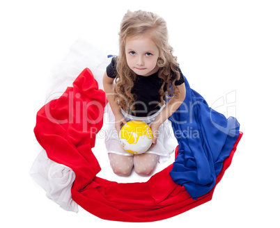 Smiling pretty girl posing with gymnastic items