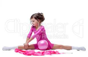 Lovely little girl makes gymnastic workout