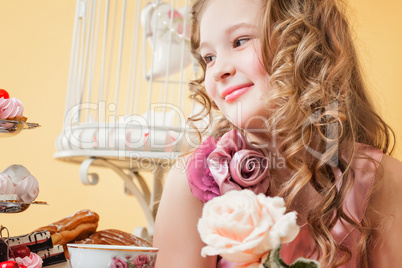 Portrait of happy smiling curly-haired girl