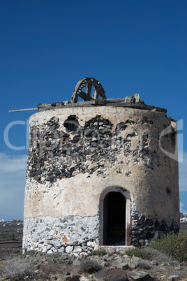 Mühle bei Emporio, Santorin, Griechenland