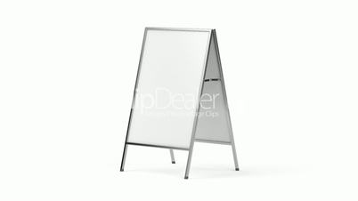 Advertising stand with silver frame