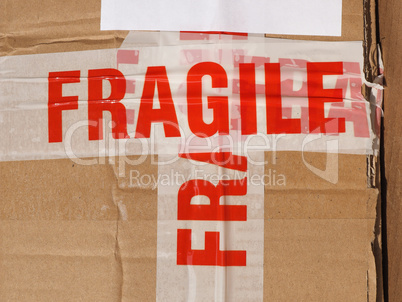 Fragile sign on box