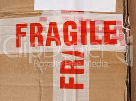 Fragile sign on box