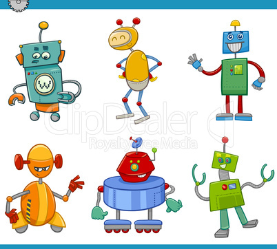 cartoon robot characters set