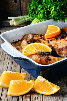 Baked chicken with orange