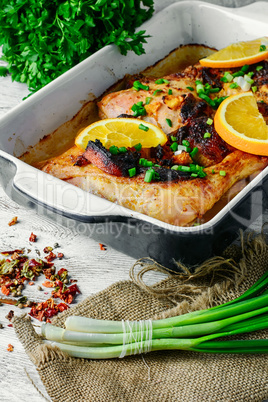 Baked chicken with orange