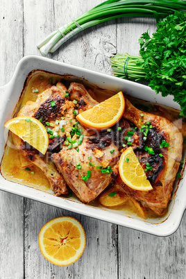 Baked chicken with orange