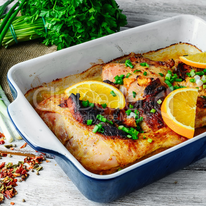 Baked chicken with orange