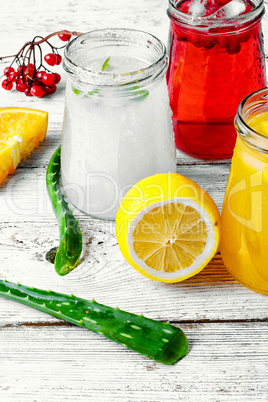 refreshing juice from fruits and aloe