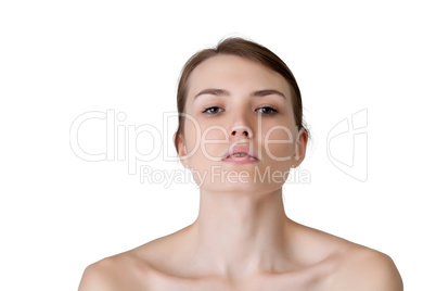 Image of lovely caucasian girl looking at camera