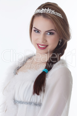 Portrait of lovely young woman smiling at camera