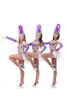 Trio of pretty Brazilian carnival dancers