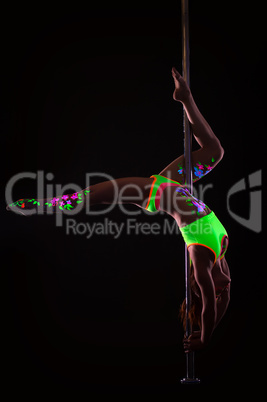 Image of flexible pole dancer, isolated on black