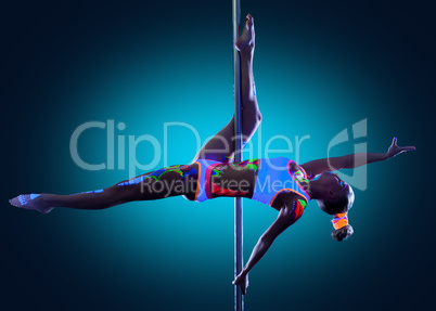 Image of amazing skinny girl dancing on pole