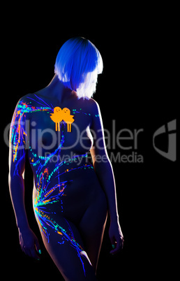 Image of nude model with creative design on body
