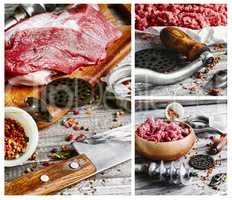 Preparation of raw meat beef