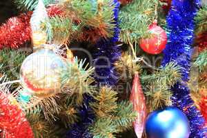 toys on green christmas fir