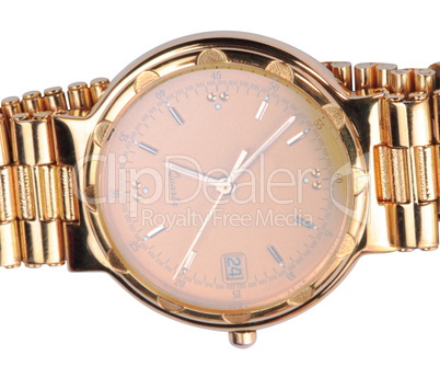gold plated watches isolated