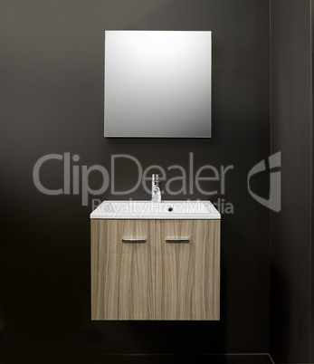 Sink vanity with furniture  on Brown wall