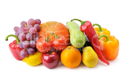 fruits and vegetables isolated on white background