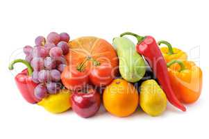 fruits and vegetables isolated on white background