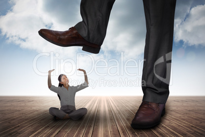 Composite image of businessman stepping