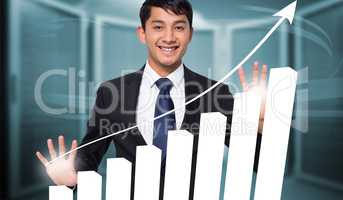 Composite image of smiling businessman touching