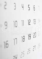 Calendar page with selective focus