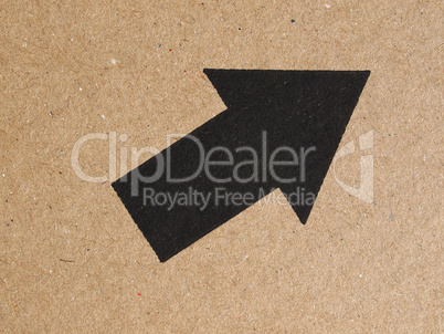 Black arrow on cardboard