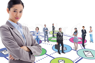 Composite image of portrait of a gorgeous businesswoman posing w
