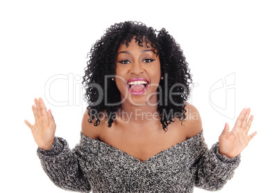 Closeup smiling African American woman.