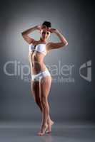 Image of slim sexy girl advertises underwear