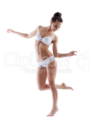 Lovely slender model posing in erotic lingerie