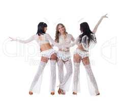 Image of merry go-go dancers dressed as angels