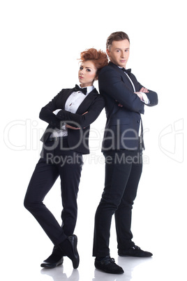 Attractive young businessmen posing at camera