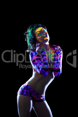 Image of sexy slim model posing as clubbing girl