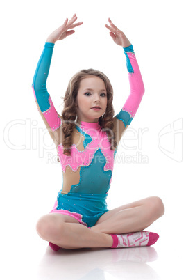 Image of cute little girl doing gymnastics