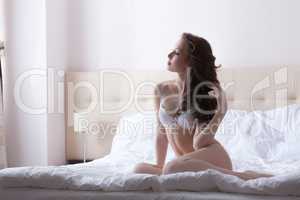 Image of attractive woman posing just waking up